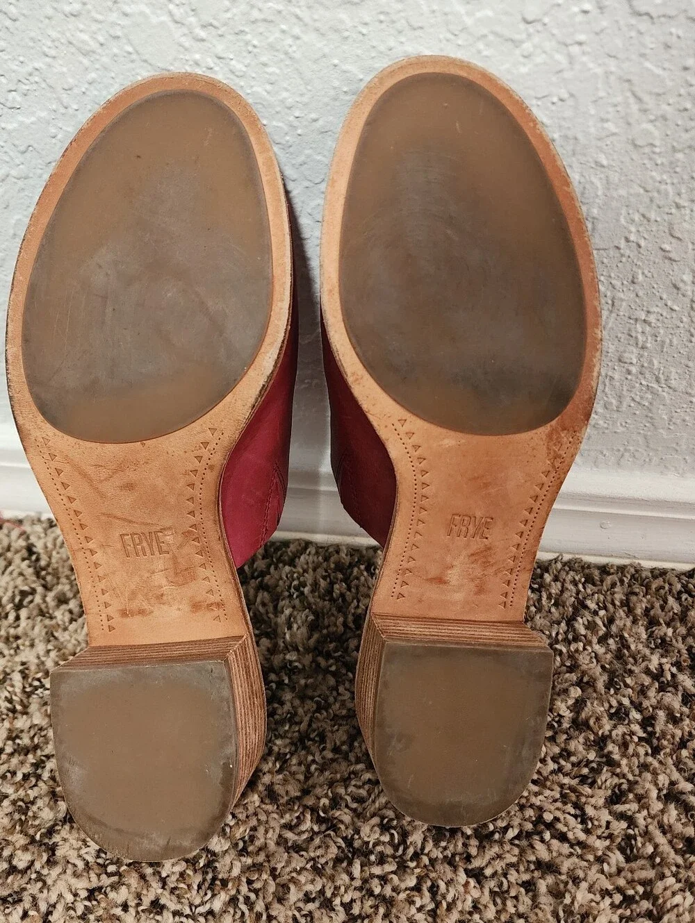 Frye Women's Open Toe Slide Mule Block Heel Plum Color 8.5 Cottagecore - Picture 11 of 13